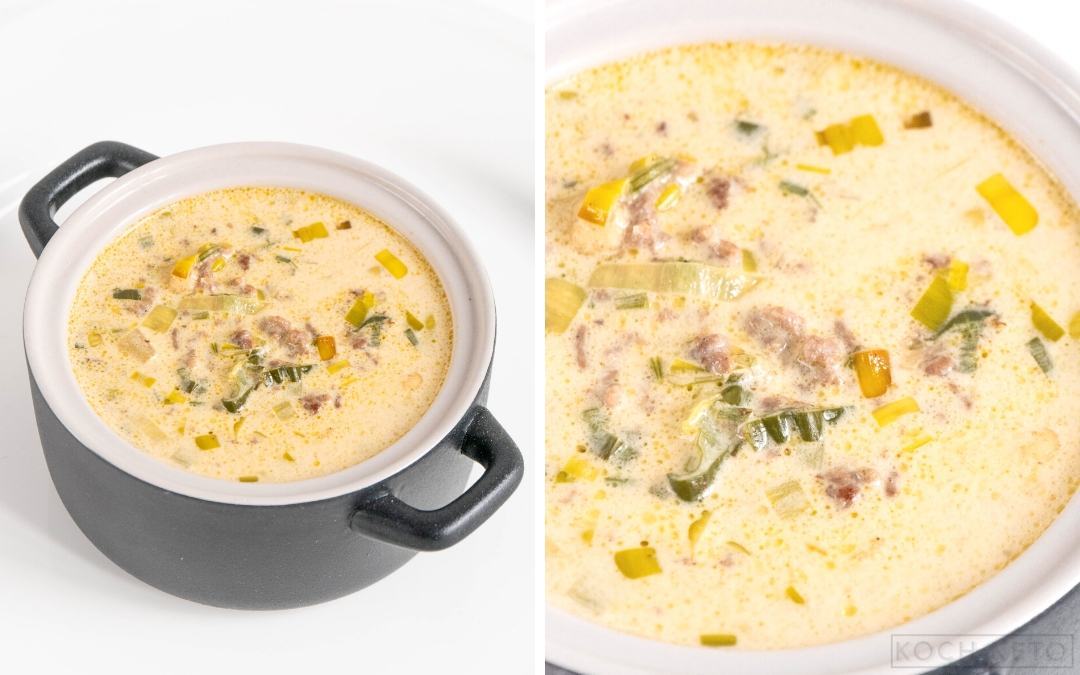 Keto Cheese And Leek Soup With Ground Beef Desktop Featured Image