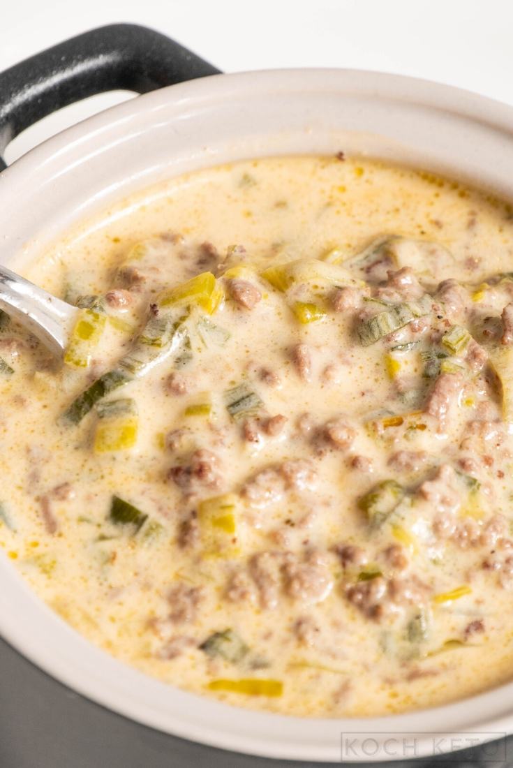 Keto Cheese And Leek Soup With Ground Beef Image #1