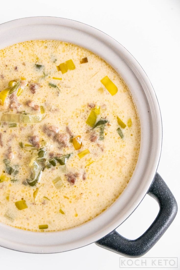 Keto Cheese And Leek Soup With Ground Beef Image #2