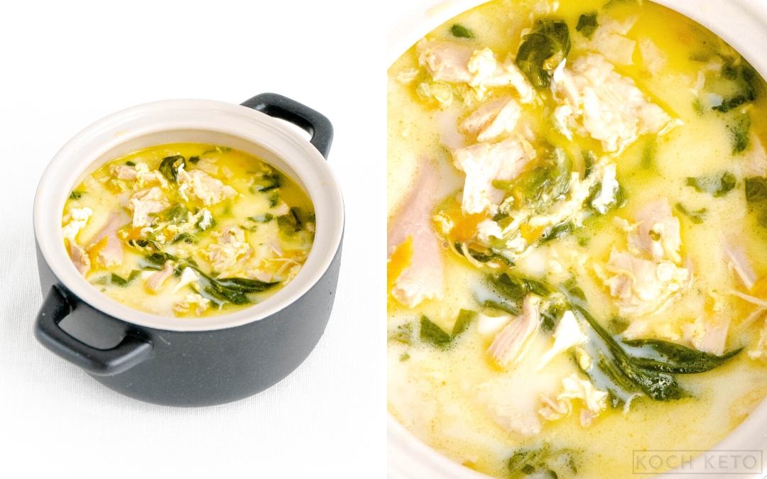 Keto Chicken Egg Drop Soup With Spinach Desktop Featured Image