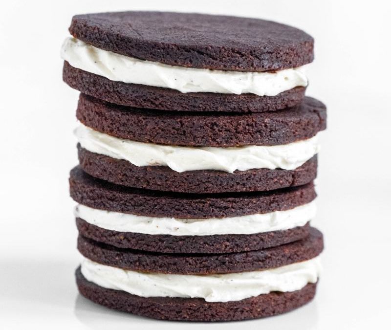 Keto Vanilla Creme Chocolate Sandwich Cookies