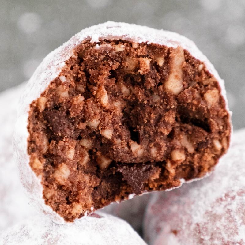 Keto Chocolate Snowball Cookies Mobile Featured Image