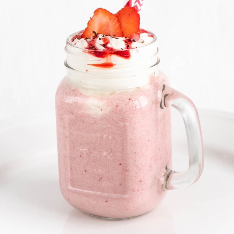 Keto Strawberry Milkshake Mobile Featured Image