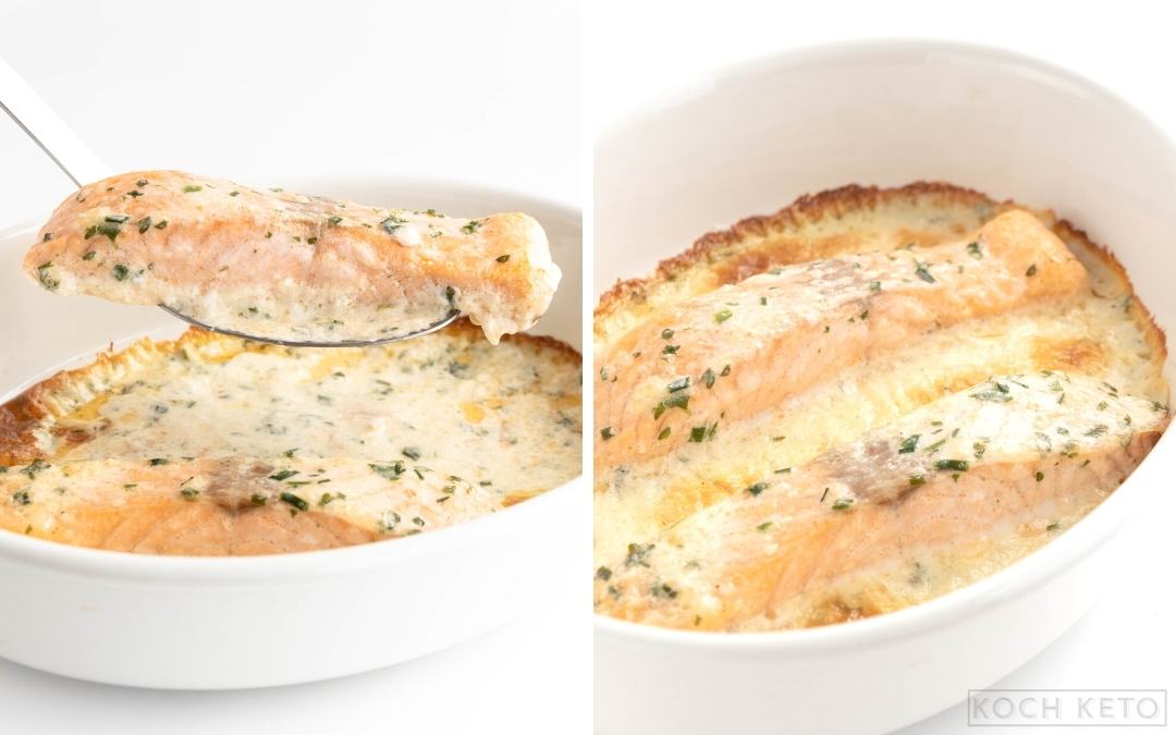 Creamy Keto Salmon in White Wine And Herb Sauce Desktop Featured Image