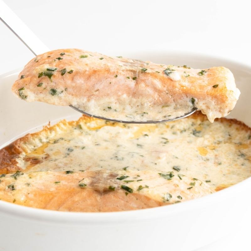 Creamy Keto Salmon in White Wine And Herb Sauce Mobile Featured Image