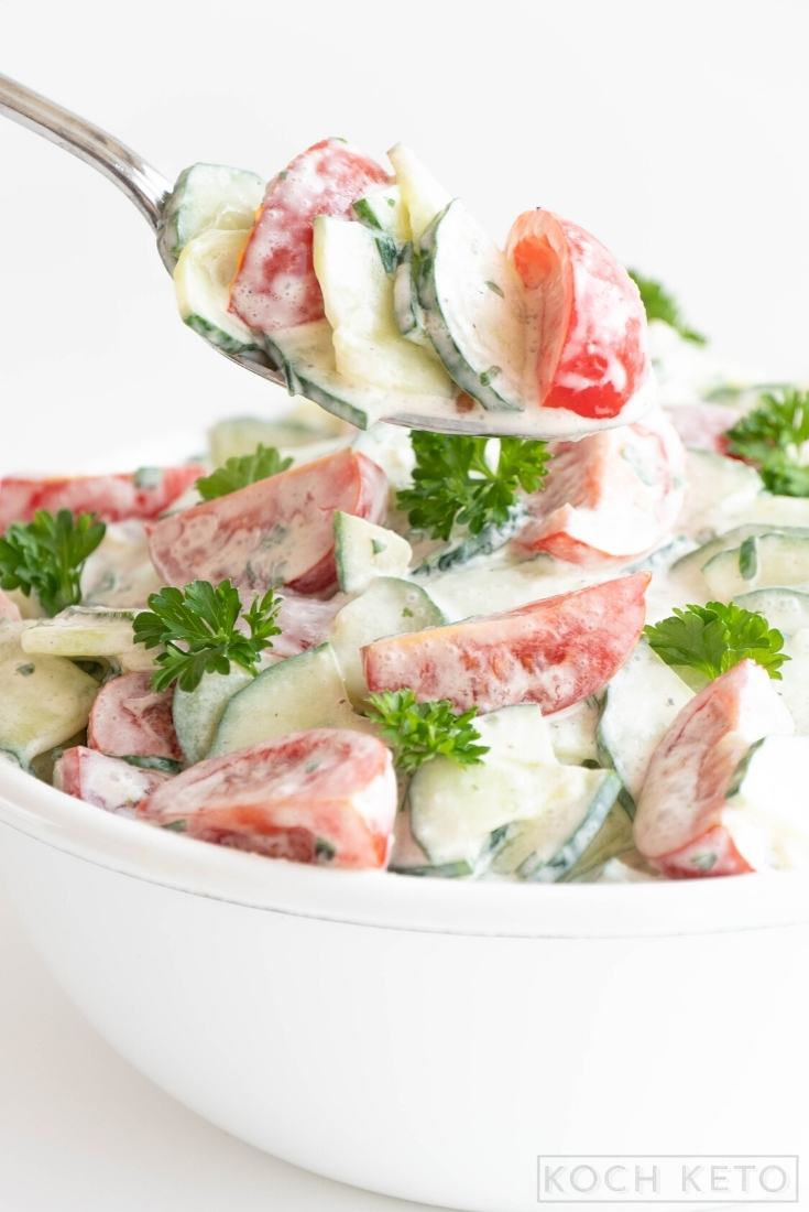 Creamy Keto Tomato Cucumber Salad Image #1